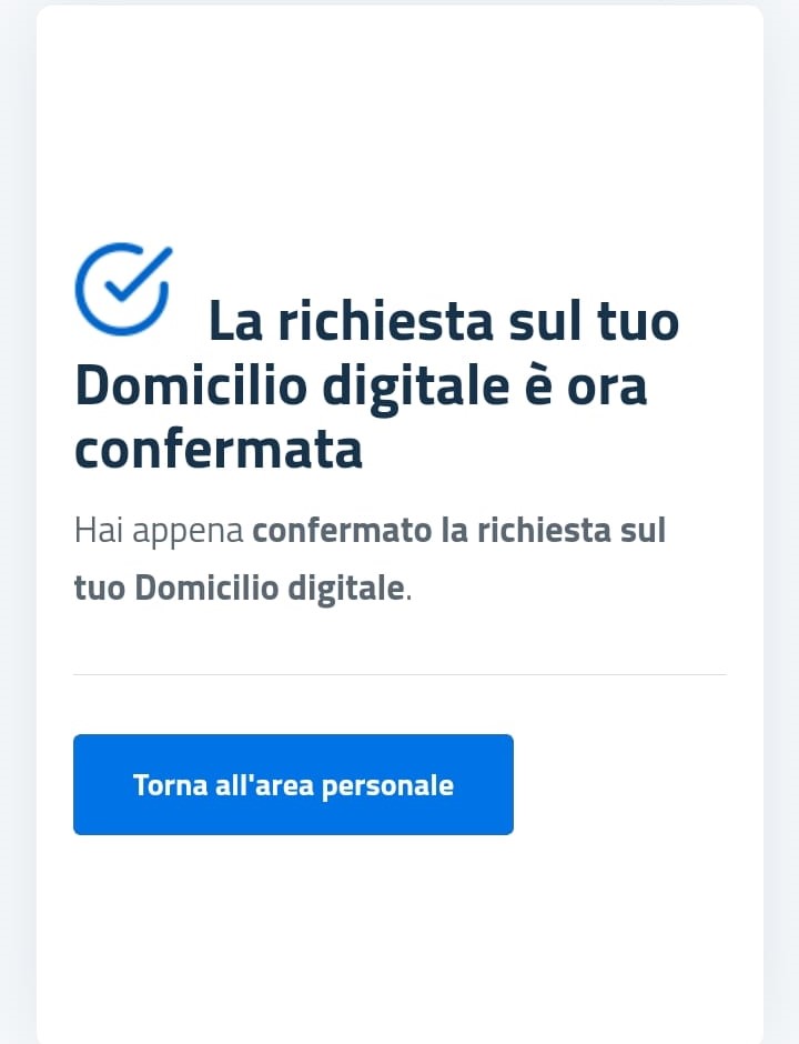 Domicilio Digitale conferma