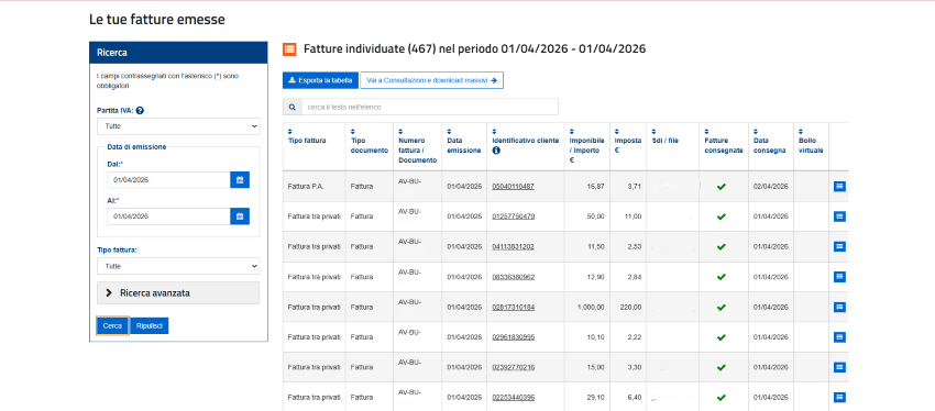 Electronic Invoices List