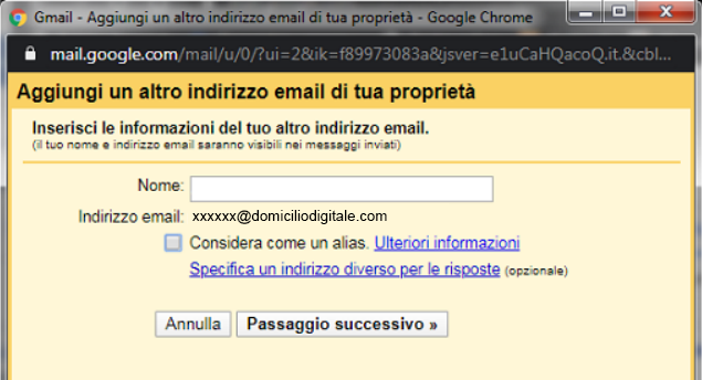 Aggiungi altro indirizzo email